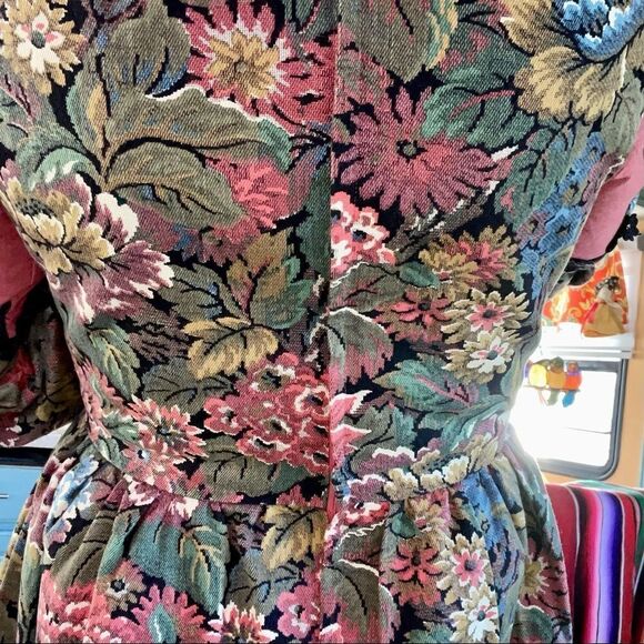 RARE 1969 Gunne Sax Jessica McC Maxi Dress VTG Boho Prairie Tapestry Corset Gown - Picture 10 of 15